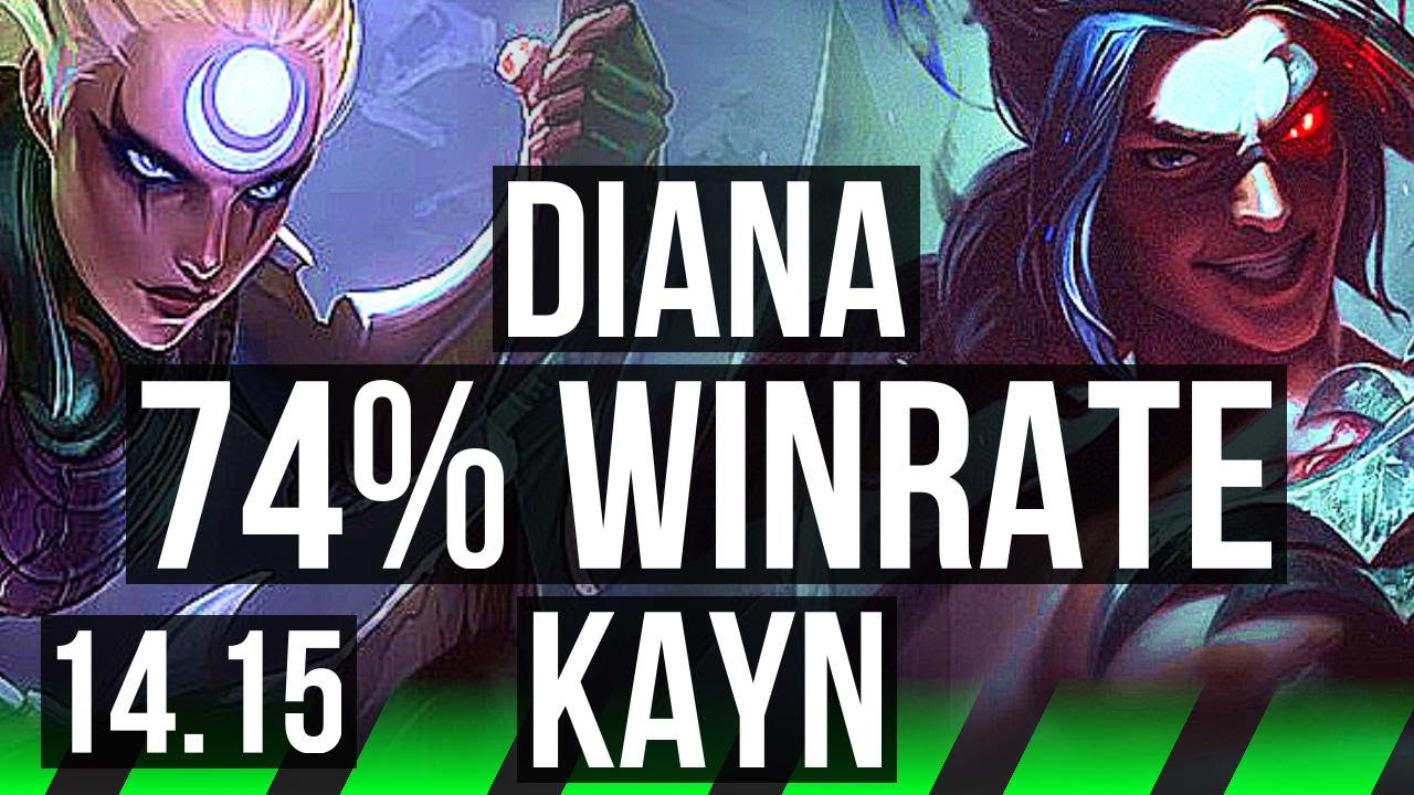 DIANA vs KAYN (JGL) | 13/1/8, 74% winrate, Legendary | EUW Diamond | 14.15