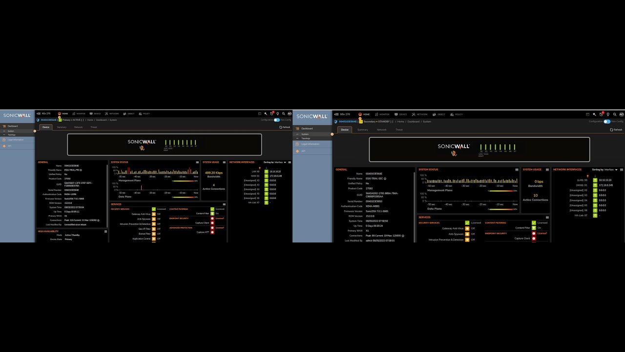SonicWall Gen 7 Firewall (NSA) - HA Configuration