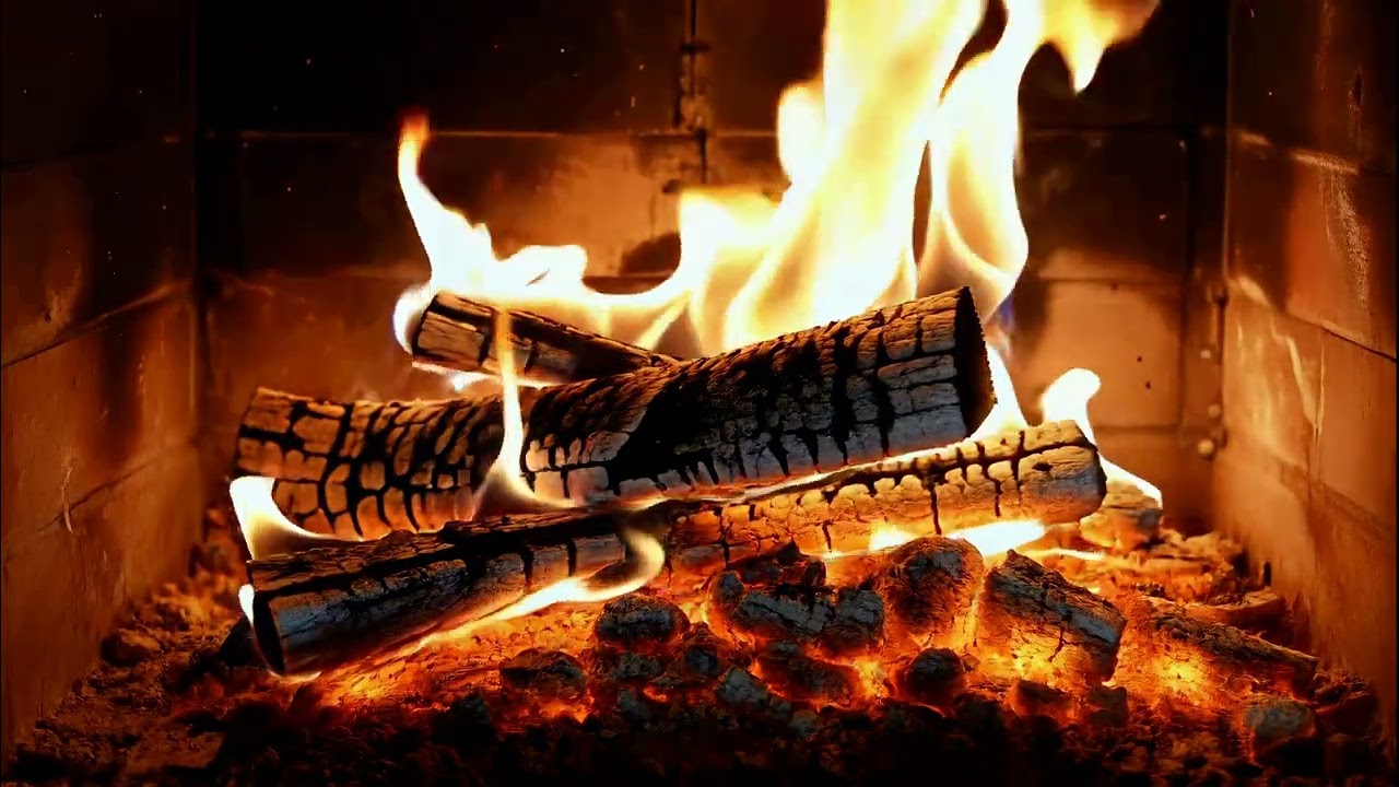 cozy crackling fireplace 8h seamless loop 4K