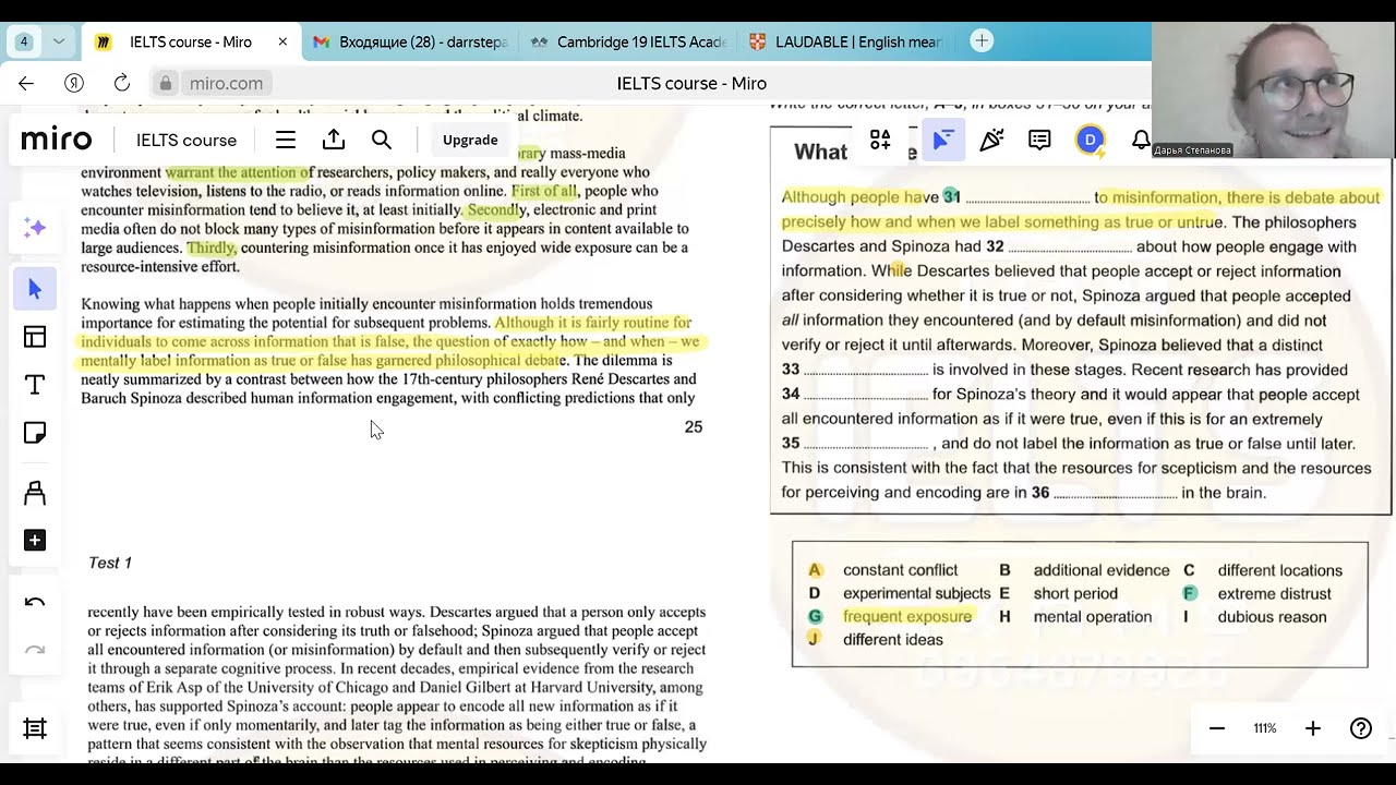 IELTS READING The persistence and peril of misinformation Multiple choice + Summary Completion