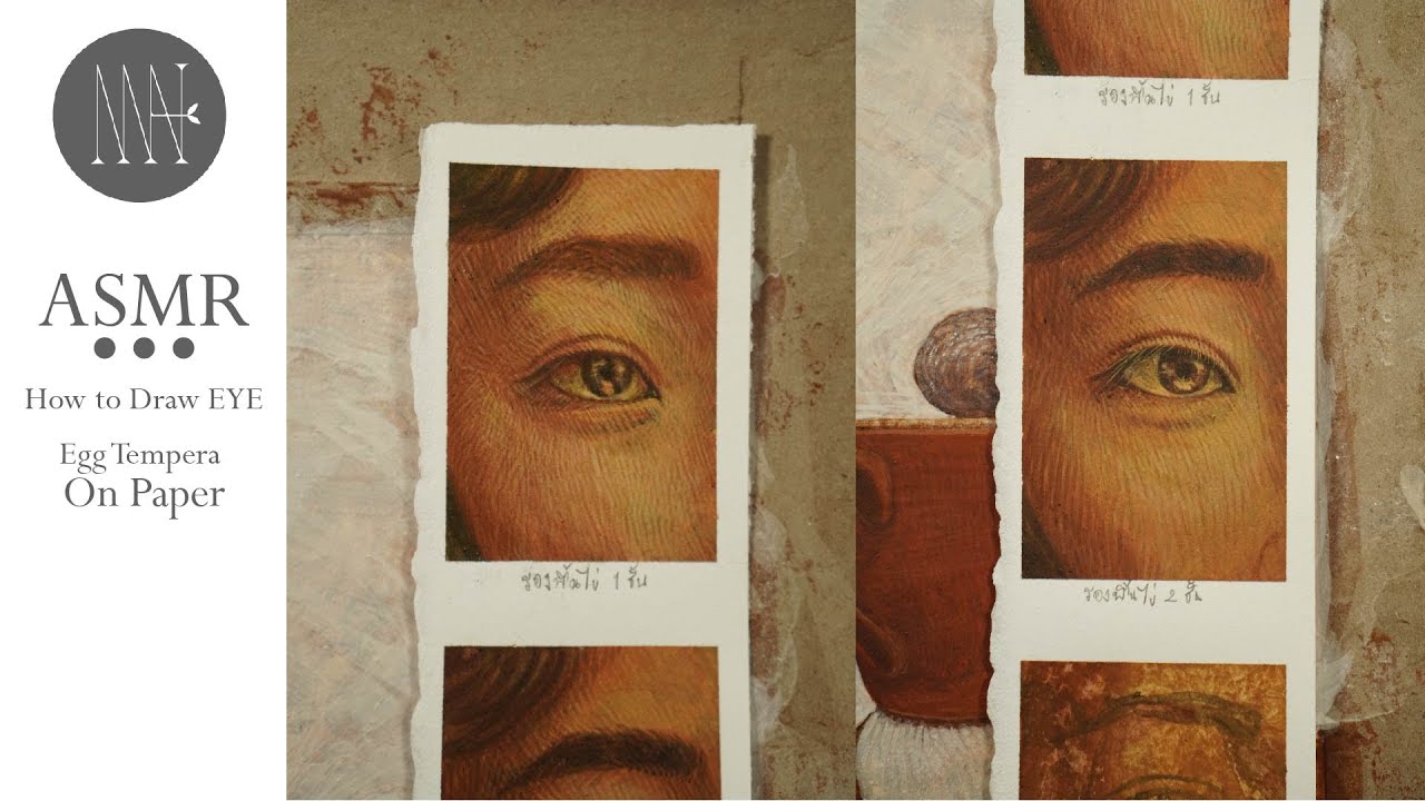 ASMR Mairoong Egg Tempera on Paper / Eye👀 #ASMR #howtodraweye