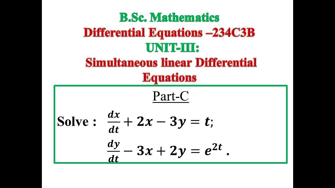 Simultaneous linear differential equations