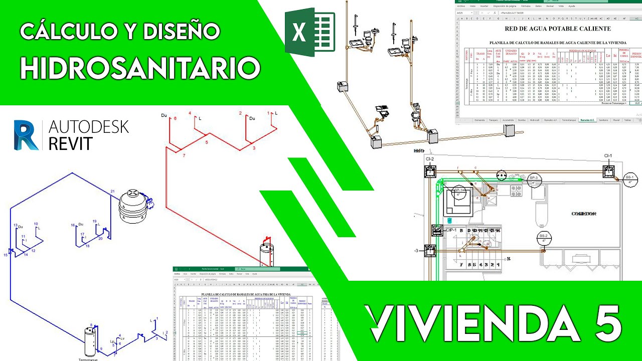 Cálculo y Diseño Hidrosanitario con Excel, Autocad y Revit - Vivienda 5 #revit #autocad #excel