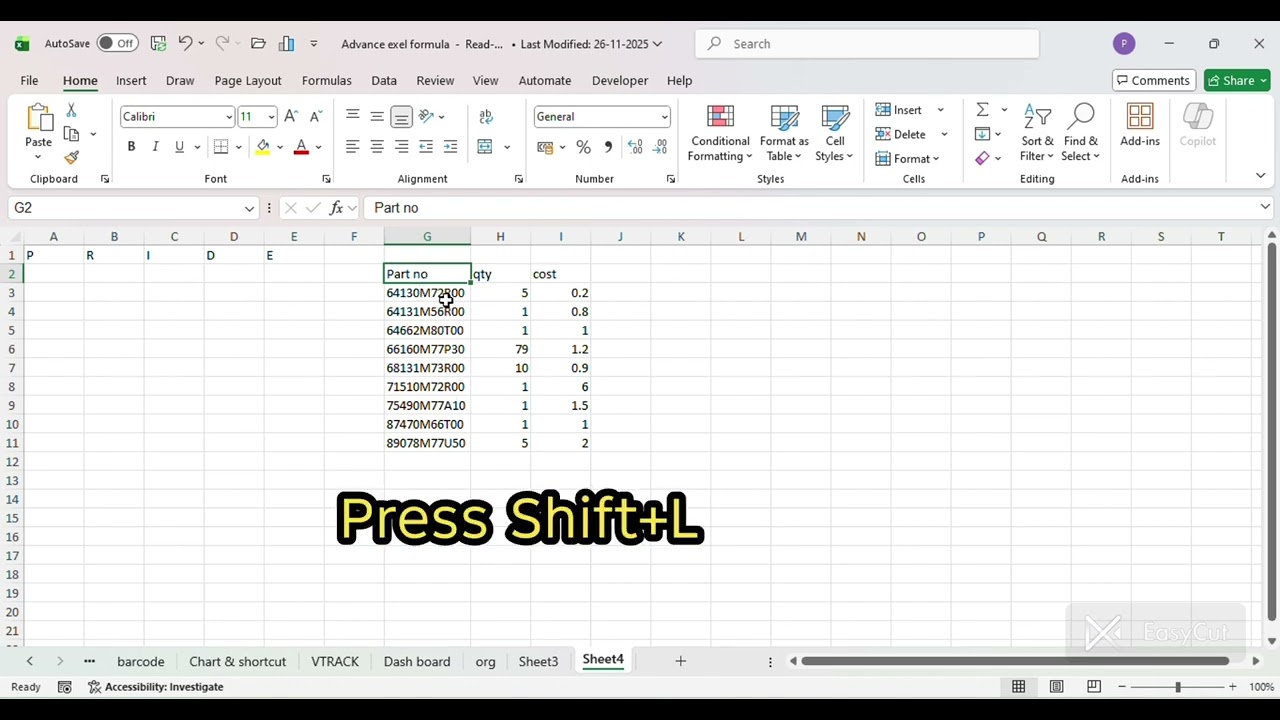 Shortcut filter lagaye #ExcelFormula #ExcelTrick #PahleSikho #ExcelLearning #HindiExcel #SkillUpgrad