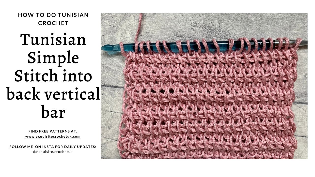 Tunisian crochet 101: Tunisian Simple Stitch into back vertical bar [STITCH TUTORIAL]