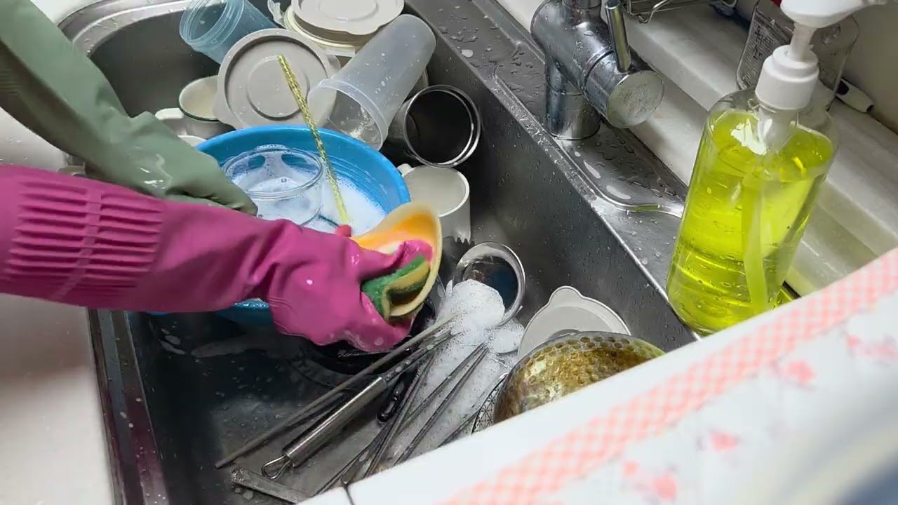 無職なので親の目が気になり、代わりに皿洗いをする動画 | dish washing x2 speed | White Noise