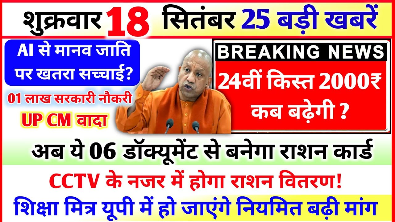 18 September 2026 UP News Uttar Pradesh Ki Taja Khabar Mukhya Samachar Yogi samachar Clean News UP