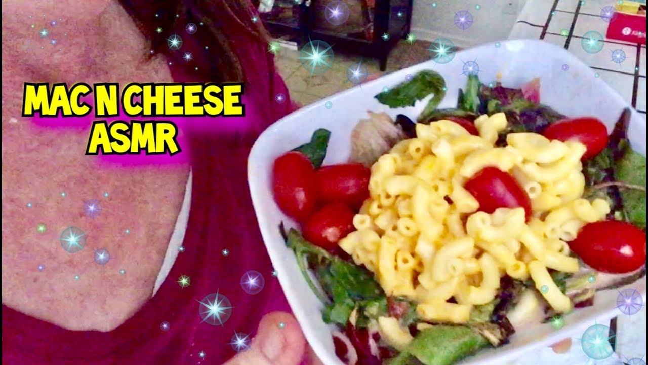 ASMR Relaxing Lunch Mac n Cheese Salad, very quiet whispering, Rambling & very nice eating sounds