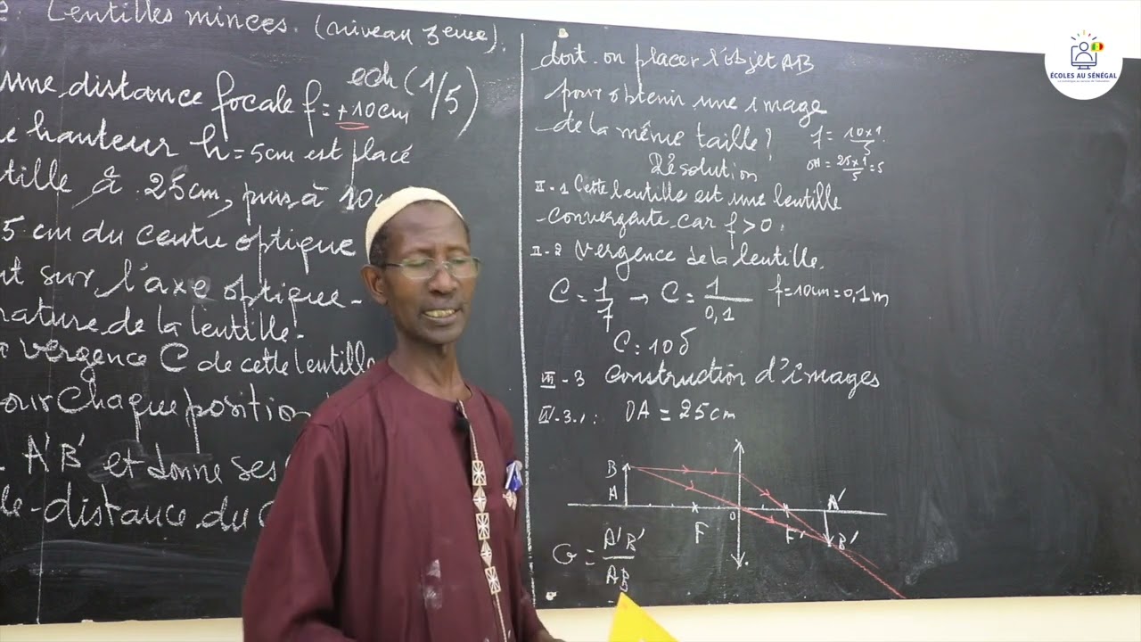Exercices - Troisième - PC: Physique / Les lentilles Minces  / Suite / M. Ndiaye