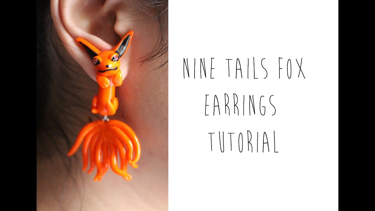 Kyuubi Kurama or Nine-Tailed Fox Earrings (Naruto Anime) Polymer Clay Tutorial