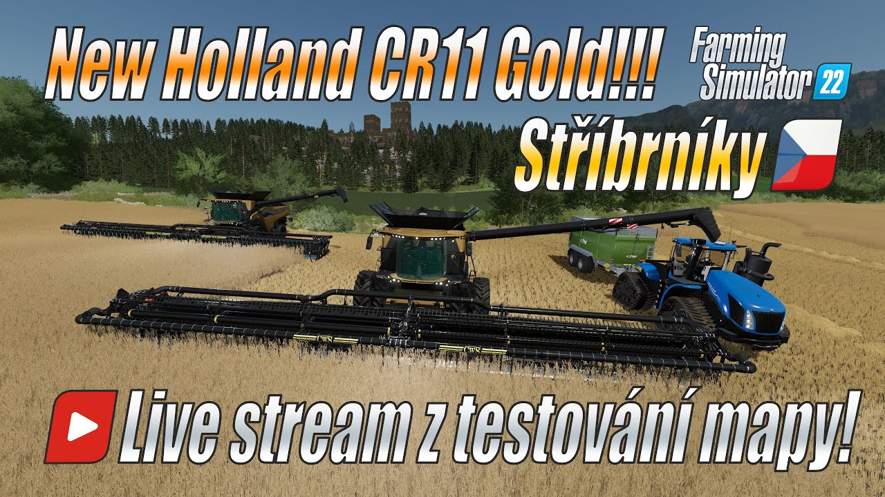 👑 Testujeme zlatý New Holland CR11! - Live stream na mapě Stříbrníky - Farming Simulator 22 (4K)
