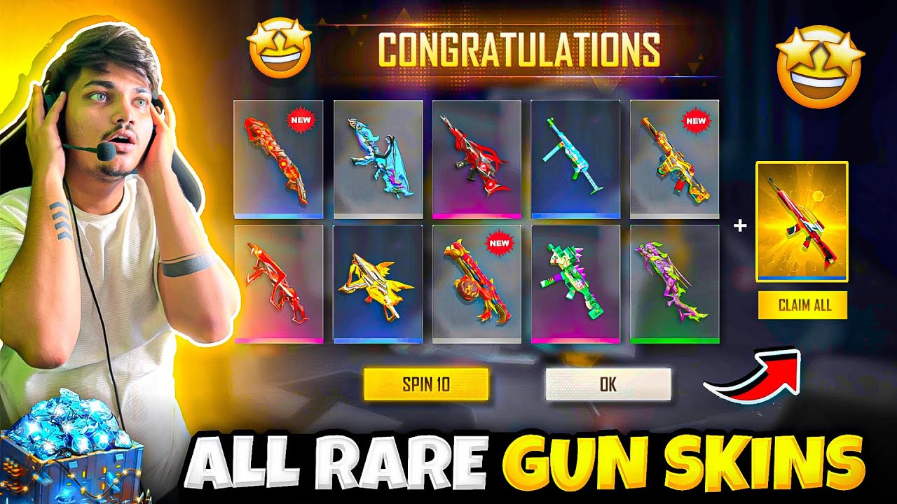 Free Fire New Gun Skin Royale😍 I Got All Rare And Evo Gun Skins in 1 Spin  -Garena Free Fire