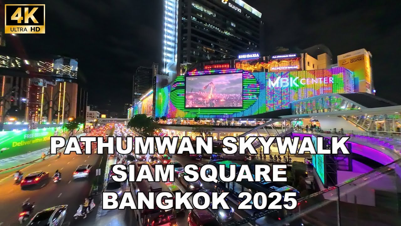 POV Night Walk Pathumwan to Siam Square | Bangkok 4K