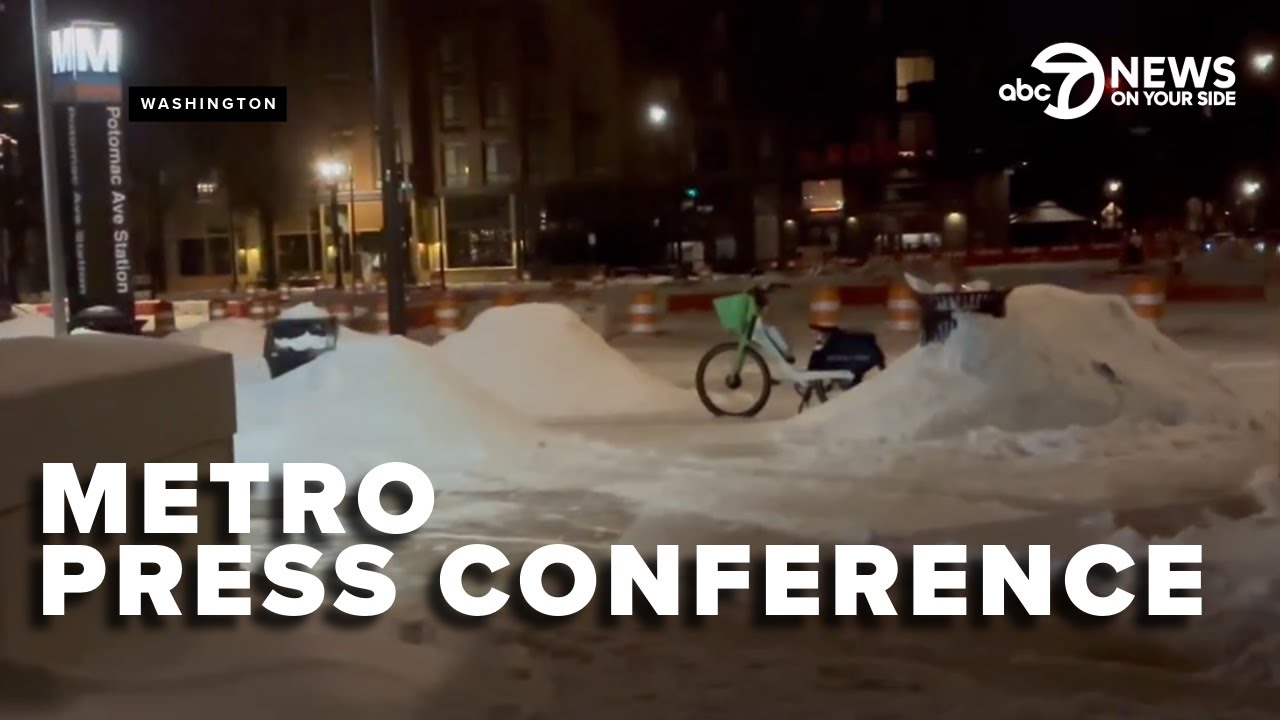 Washington Metro holds a press conference amid snow delays and cancellations