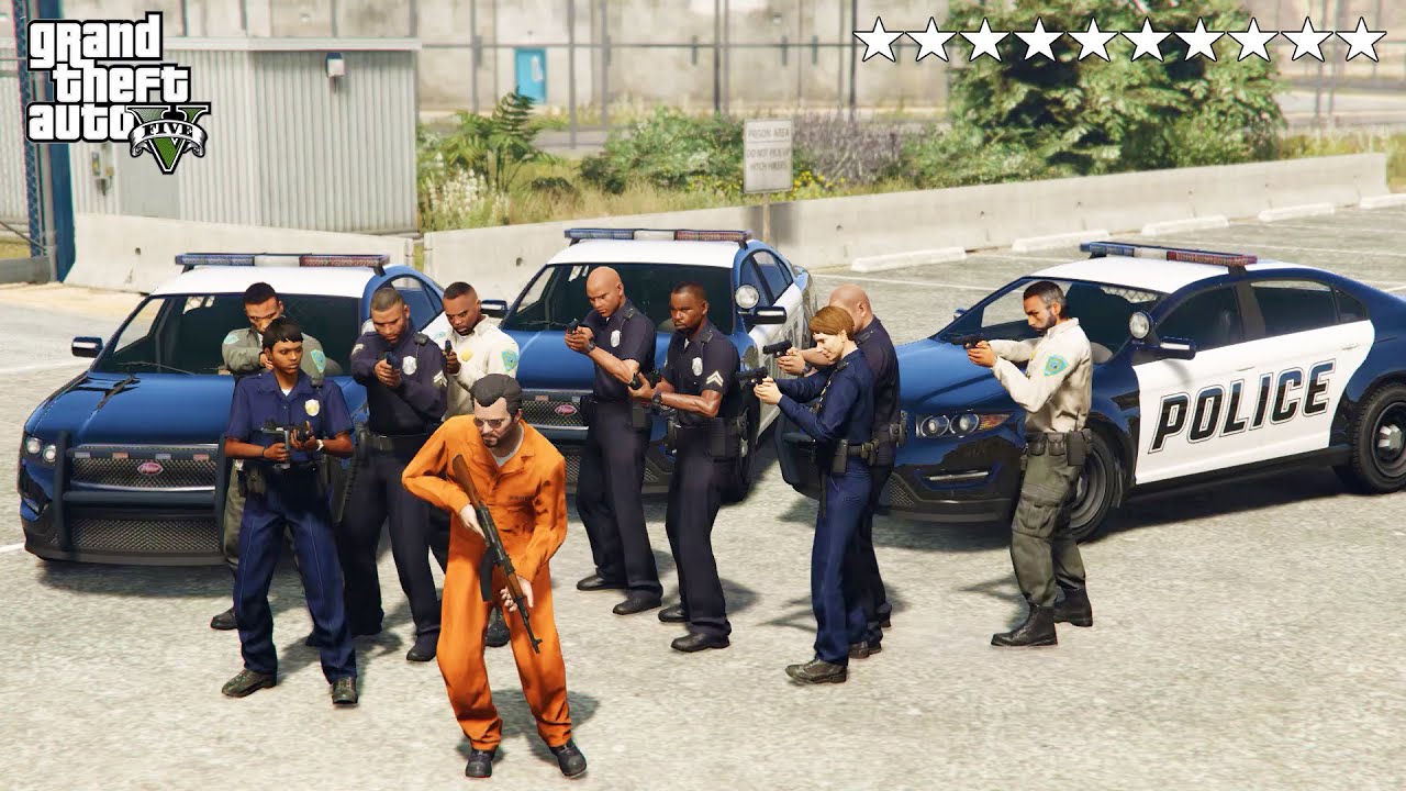 GTA 5 - ULTIMATE PRISON BREAK + EPIC POLICE CHASE with Michael! (Los Santos County)