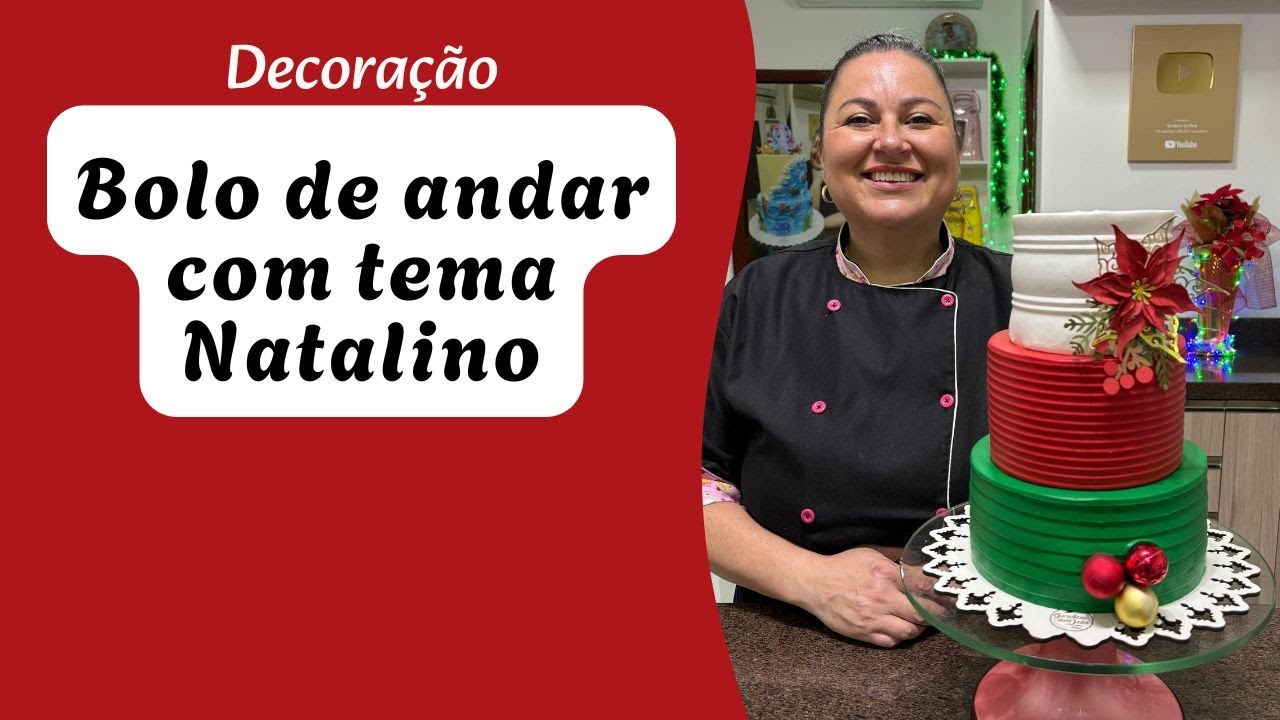 DECORAÇÃO DE BOLO DE ANDAR COM TEMA NATALINO