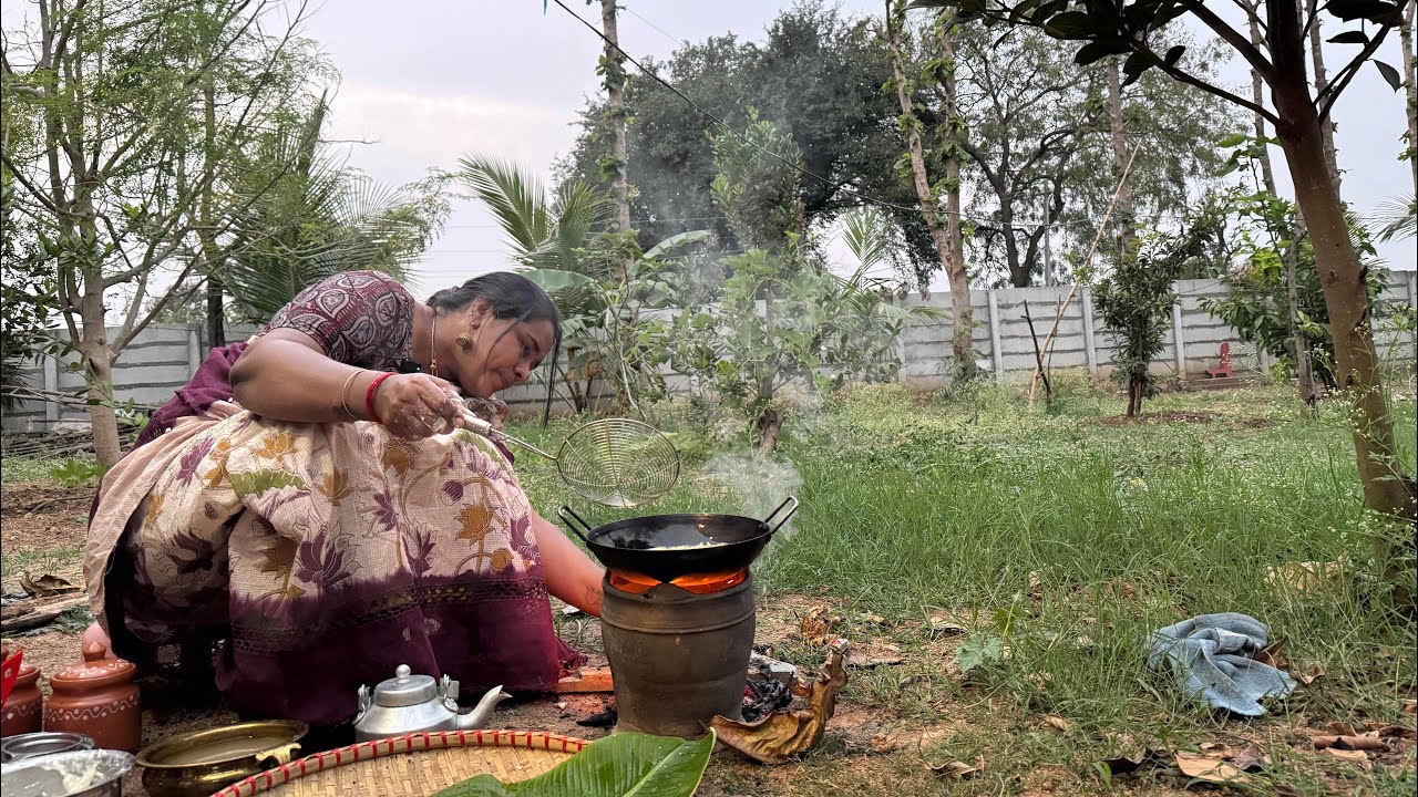 ఫార్మ్ లో కూరగాయలు కోస్తూ మాట్లాడుకుందాం రండి అలాగే కట్టెలపొయ్యి మీద పునుగులు వేసుకుని తిందాం రండి 