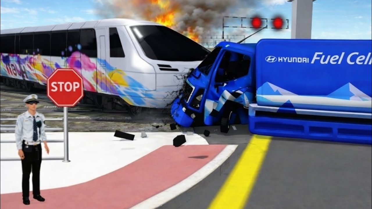 🚨 Massive Train vs Hyundai Truck Crash 😱 | 3D Driving Class Realistic Accident Android  Gameplay 