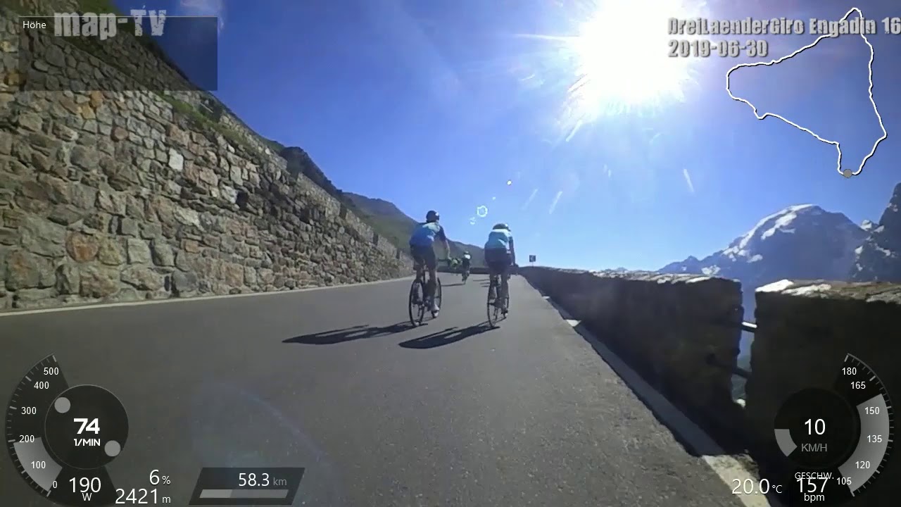 DreiLänderGiro (3LG) Nauders  Radmarathon Strecke Engadin 164 Km