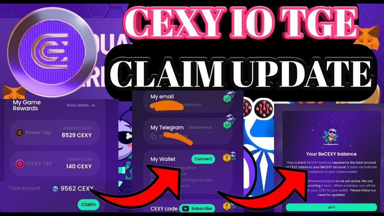 CEXY Airdrop Update। CEXY Airdrop TGE  Update । BeCEXY Claim Update । CEX IO Network Update ।
