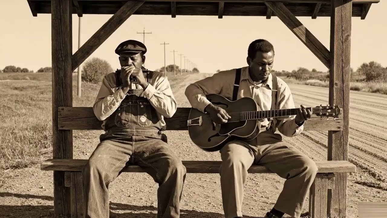 Slow Root Blues Harmonica Acoustic Guitar Performance
