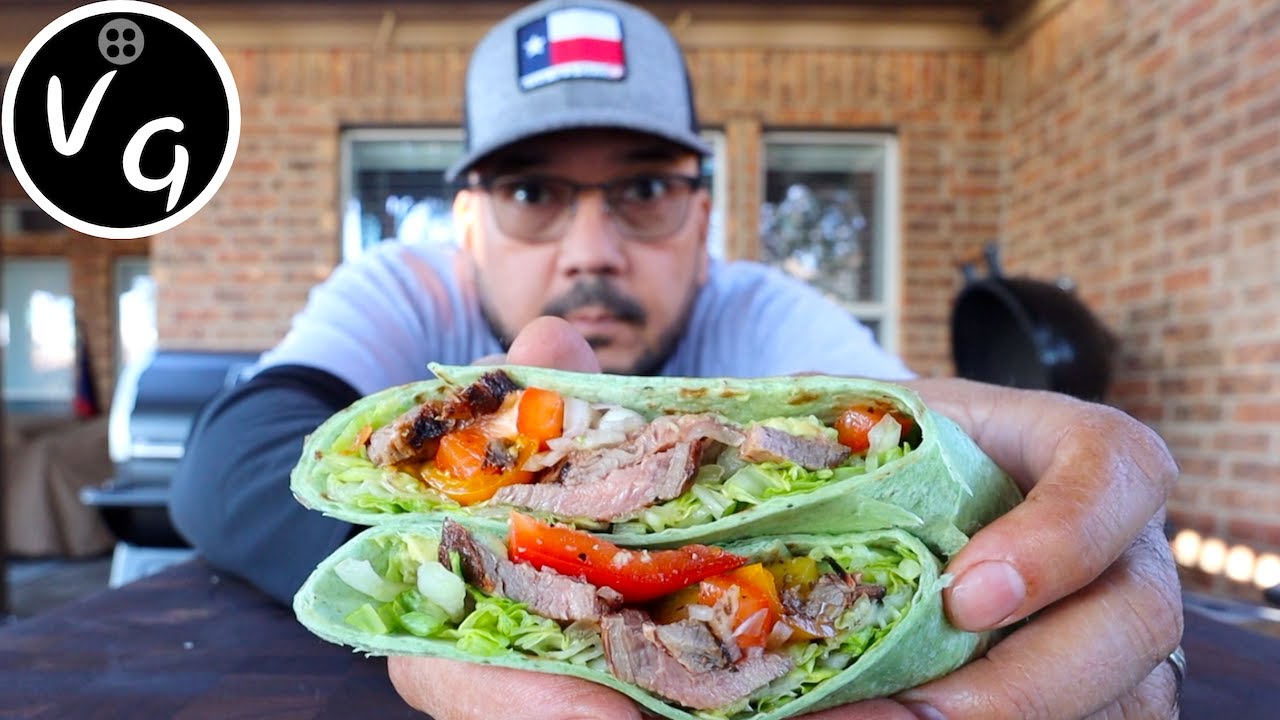 Grilled Flank Steak Wrap - Goldens' Cast Iron Kamado