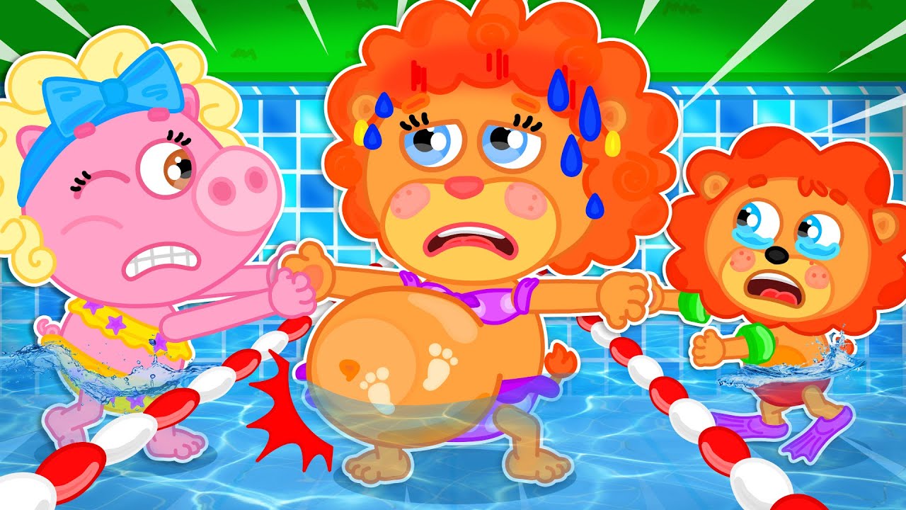 LeonCito | Niño cuida a mamá en la piscina | Dibujos animados | Video Para Niños