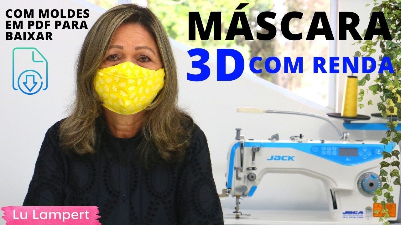 MÁSCARA 3D NOVO FORMATO COM RENDA E MOLDES GRÁTIS EM PDF - Lu Lampert