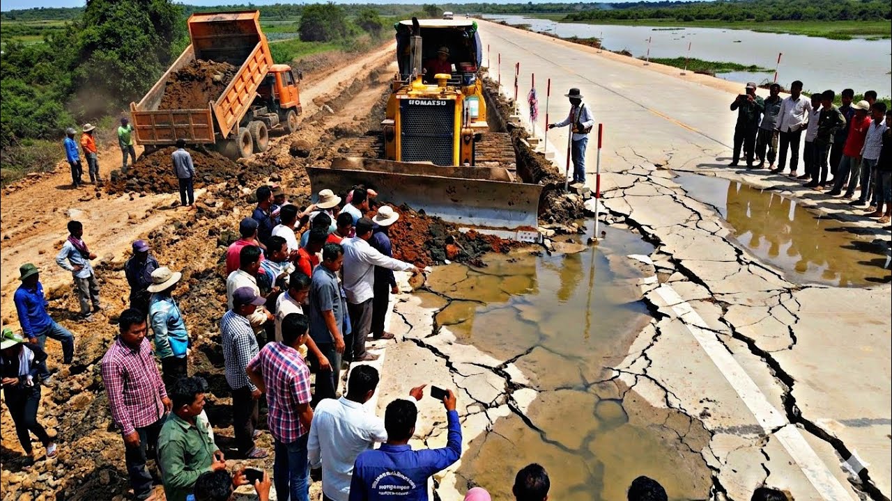 Devastating Flood Destroys Main Highway Massive Road Collapse and Urgent Repair Efforts!
