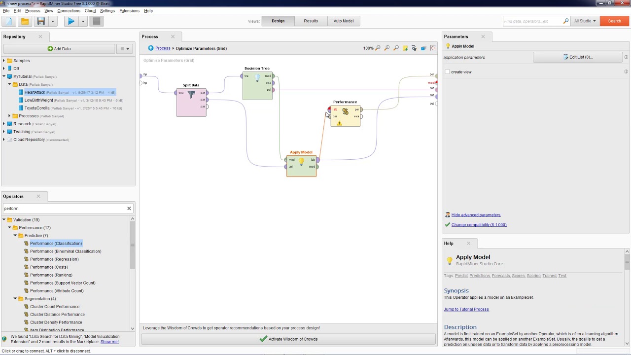 Оптимизация параметров дерева решений с помощью RapidMiner Studio
