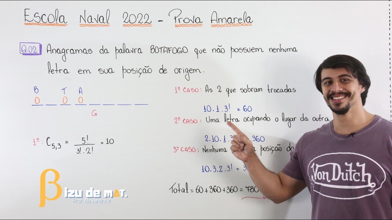 Escola Naval 2022 - Anagramas da palavra BOTAFOGO sem usar caótica