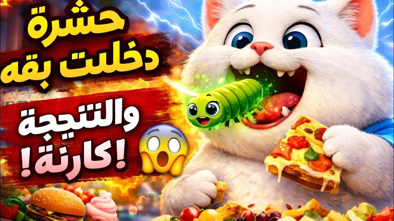 حشرة دخلت بُقه وهو نايم… والنتيجة كانت كارثة! 😳🐱🍕
