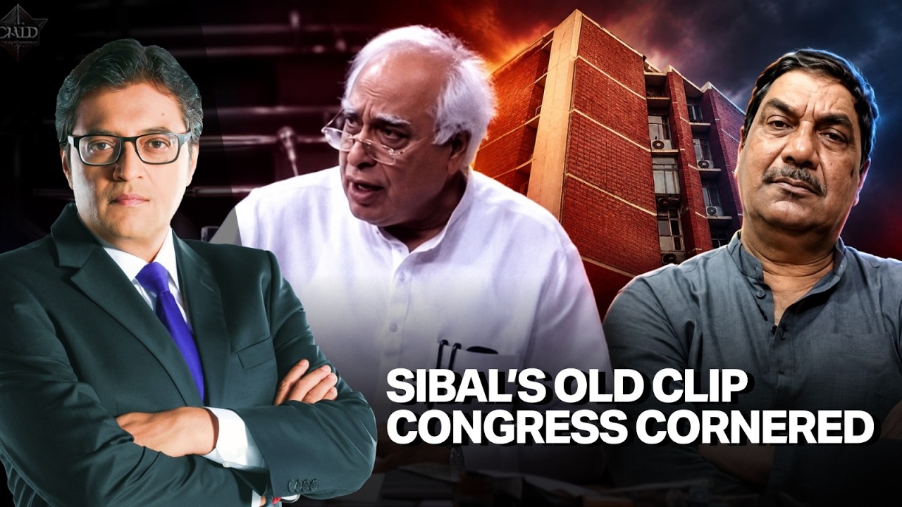 Arnab odtwarza stary klip Kapila Sibala i zadaje pytania Ratnakarowi Tripathi z Kongresu w sprawi...