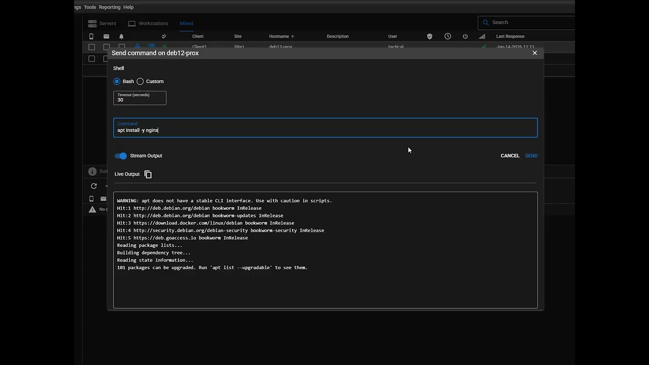 Tactical RMM Live Command Stream