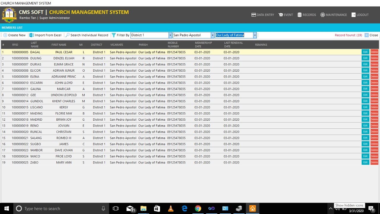 Church Membership And Management System With RFID Based Event Attendance And SMS Notification