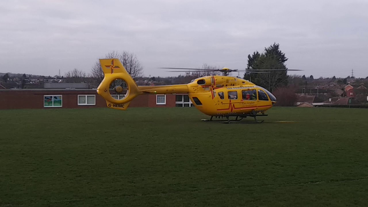 East Anglian Air Ambulance Helicopter Startup & Takeoff