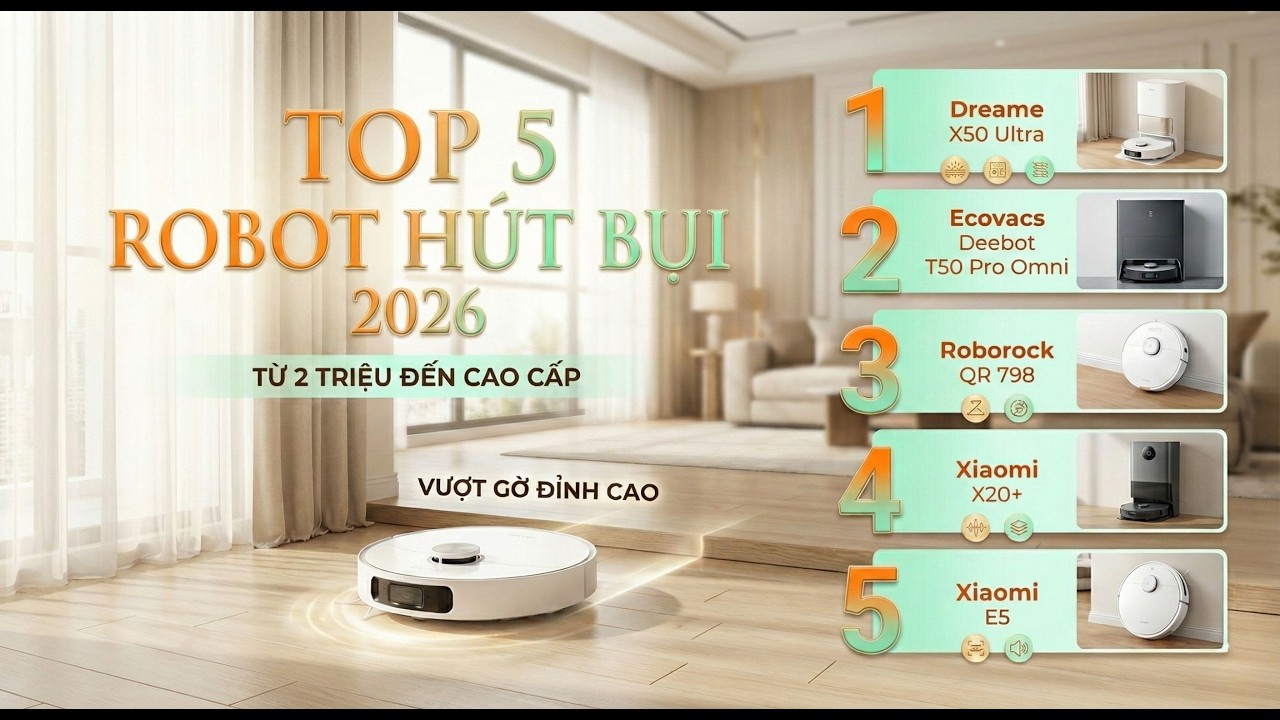 TOP 5 Robot Hút Bụi Lau Nhà Tốt Nhất 2026 | Từ Robot Hút Bụi Dưới 2 Triệu Đến Siêu Phẩm Cao Cấp