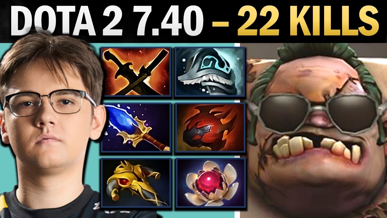 Pudge Pro Carry with 22 Kills and Lotus Orb - Dota 2 Gameplay