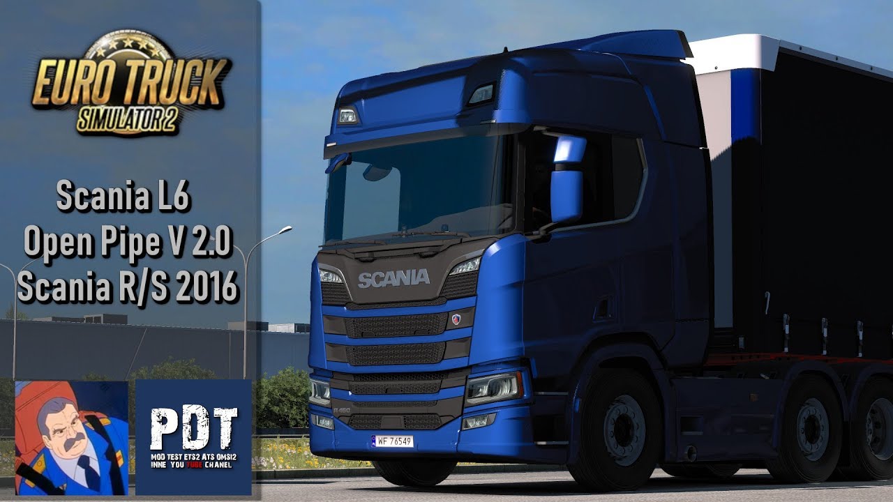 [ETS2. V1.35]...PDT...Scania L6 Open Pipe V 2.0 for the Scania R/S 2016