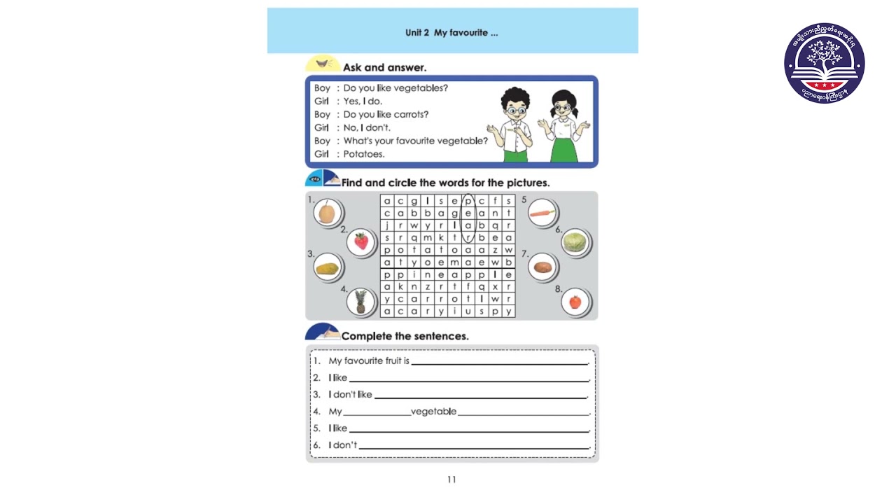 Grade 3 English, Unit 2 (My favourite ...), Lesson (1 to 4), Page (10 to 17)