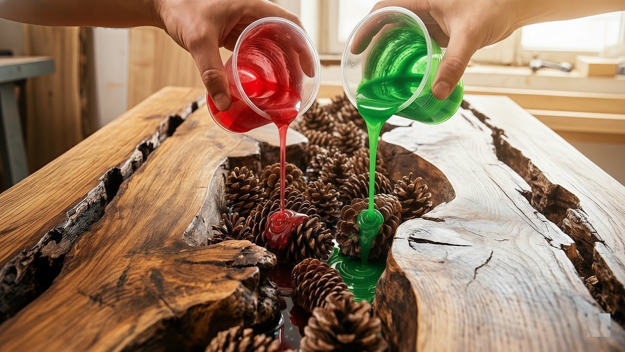 Rotten wood + Pine cones + Two Color Epoxy! A Crazy Combination