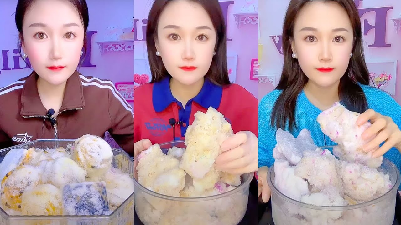 Rainbow Ice Eating Sounds | Colorful Crushed Ice ASMR Mukbang #79