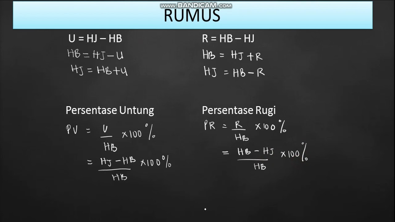 Aritmetika Sosial : Keuntungan dan kerugian