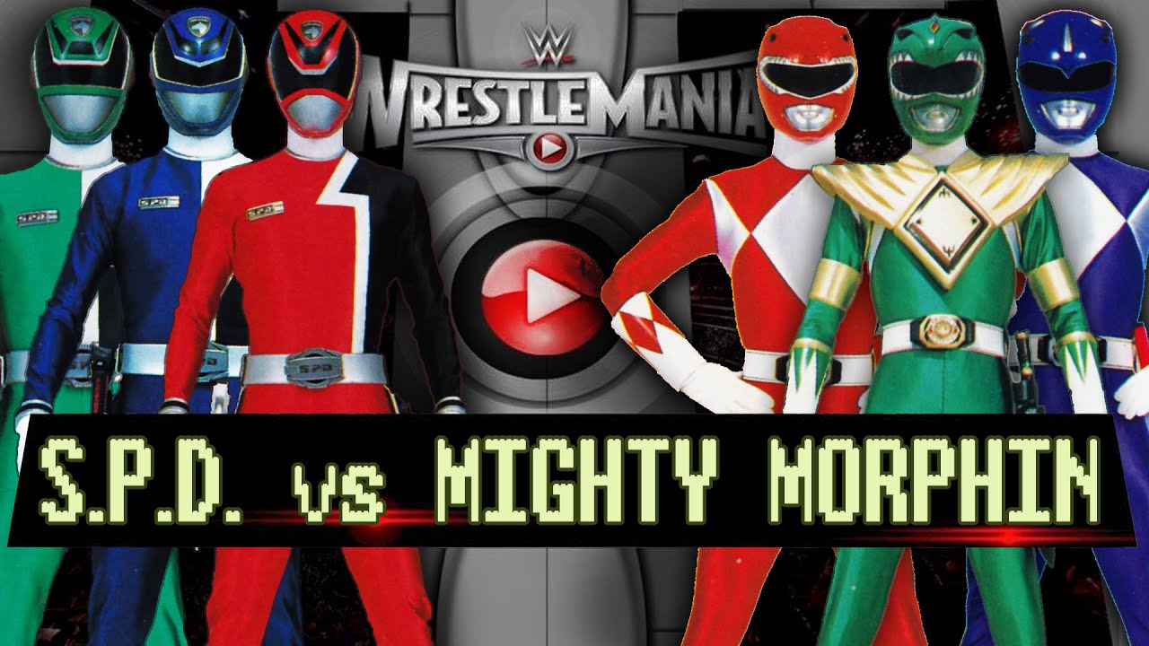 WWE 2K16 - POWER RANGERS 6 MEN MATCH (S.P.D. vs Mighty Morphin)