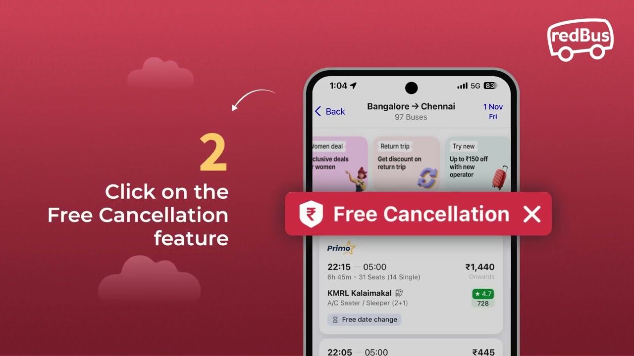 Opt for Free Bus Cancellation on redBus