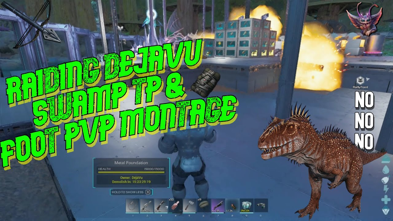 No No No Raiding Deja Vu Swamp TP & Foot PvP Ice Cave Montage! They Cant Stop Us! | ARK Official PvP