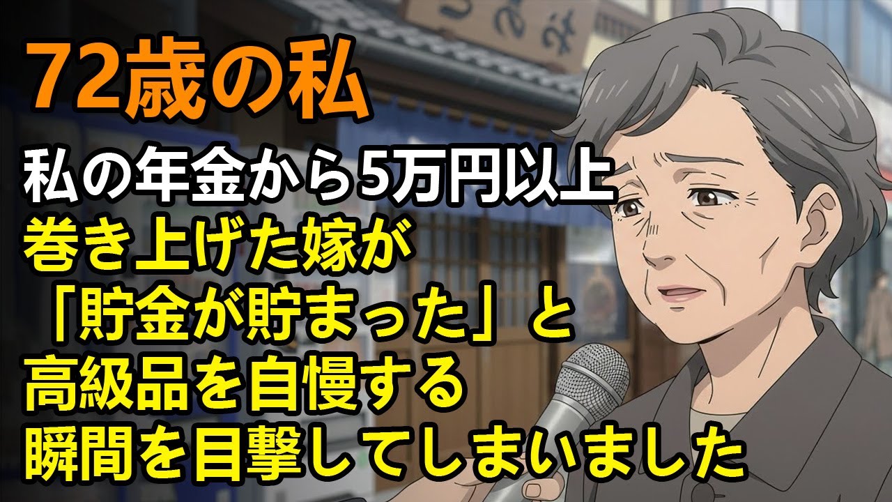 72歳の私、私の年金から5万円以上巻き上げた嫁が、「貯金が貯まった」と高級品を自慢する瞬間を目撃してしまいました