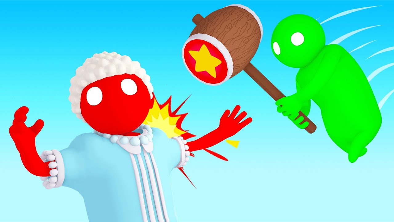Jelly + GIANT HAMMER VS Grandma In GANG BEASTS!