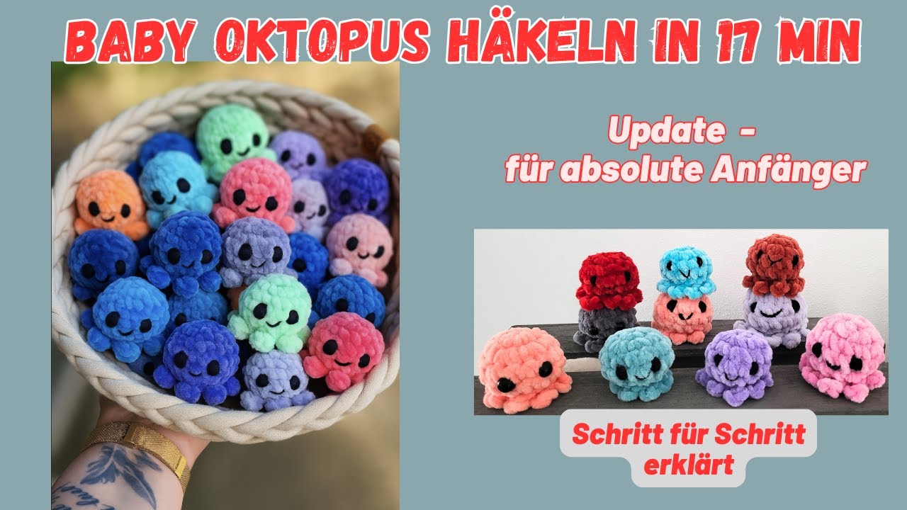 Baby Oktopus häkeln 🐙 Kleine Krake 🩷 für Anfänger erklärt 🩷 Mini Oktopus Mini Krake UPDATE