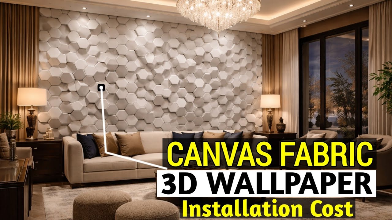 Canvas Fabric 3D Wallpaper Installation Cost | Luxury Drawing Room Wall Design